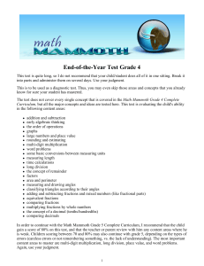 Math Mammoth Grade 4 End-of-Year Test