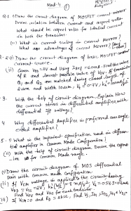 Mod.1 Analog Circuit Exam Questions: MOSFET, Differential Amplifiers