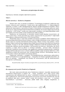 Karta pracy do matury z analizy literackiej Henryka Sienkiewicza