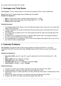 HKIMO Math Study Guide: Averages, Calendar, & More