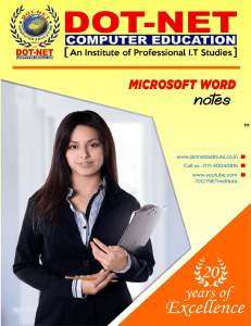 Microsoft Word Coursebook - DOT-NET Institute
