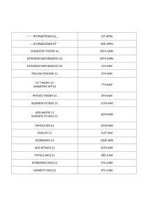 Exam Timetable: ICT, Chemistry, Maths, English, Physics, Business, Economics
