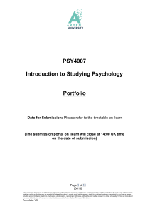 Arden University PSY4007 Psychology Portfolio Assignment