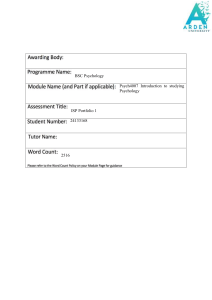 BSc Psychology ISP Portfolio 1: Perspectives & Ethics