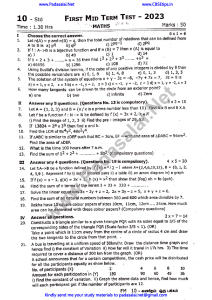 Arkusz testowy z matematyki 10. klasy 2023