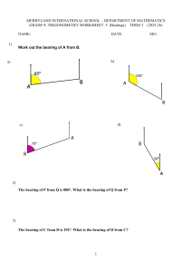 Grade 9 Trigonometry Worksheet 5: Bearings