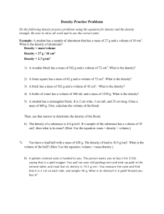 Density Practice Problems Worksheet