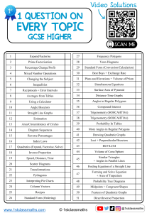 GCSE Higher Maths Practice Questions