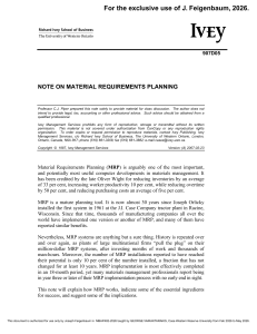 Note on Material Requirements Planning (MRP)