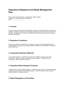 Hazardous Substance and Waste Management Plan for Solar Park