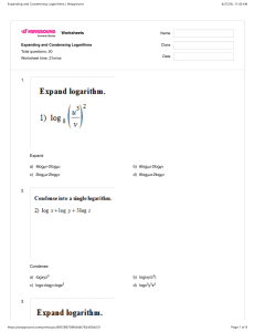 Expanding and Condensing Logarithms Worksheet