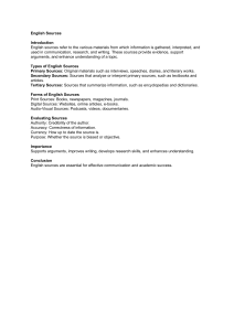 English Sources: Types, Forms, and Evaluation