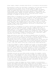 Supply, Demand, and Market Equilibrium Essay