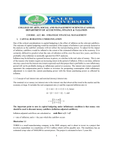 Capital Budgeting Under Inflation - ACC 404 Course Material