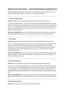 High-Pressure Sales Tactics: Legitimate Examples