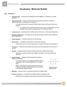Molecule Builder Vocabulary: Chemistry Terms & Definitions