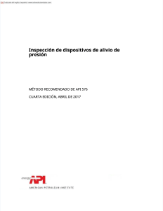 Inspecci&oacute;n de dispositivos de alivio de presi&oacute;n - API 576 4&ordf; edici&oacute;n