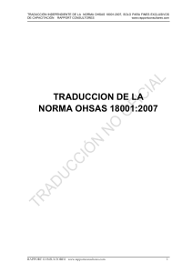 Traducci&oacute;n de la Norma OHSAS 18001:2007