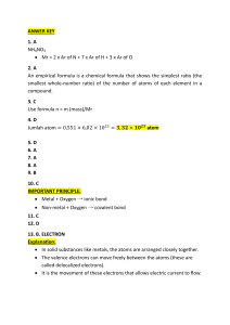 Chemistry Answer Key: Formulas, Bonding, & Atomic Structure