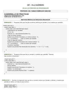 Ejercicios de Java: Cuadernillo de Pr&aacute;cticas para Estructuras Secuencial, Condicional e Iterativa