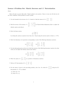 Matrix Inverses and LU Factorization Problem Set