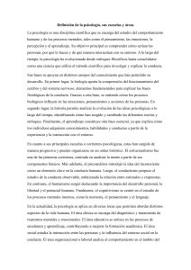Definici&oacute;n de la psicolog&iacute;a, escuelas y &aacute;reas