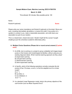 Machine Learning Midterm Exam Sample