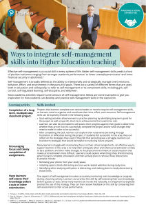 Integrate Self-Management Skills in Higher Ed Teaching