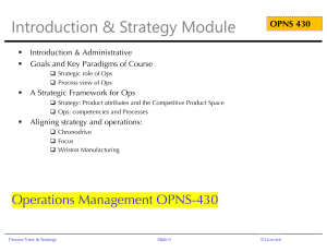 Operations Management OPNS 430: Introduction & Strategy Module