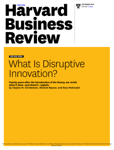 What Is Disruptive Innovation? | HBR 2015