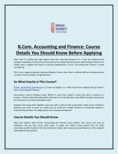 B.Com. Accounting and Finance Course Details