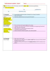 Year 6 Book Review Planner Worksheet
