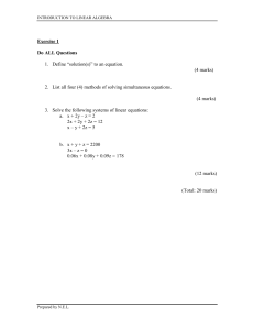 Hoja de Ejercicios de &Aacute;lgebra Lineal: Sistemas de Ecuaciones