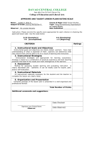Lesson Plan Rating Scale for Economic Organizations