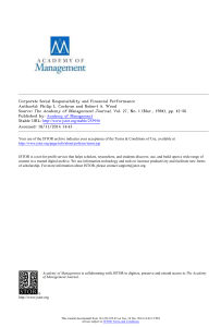 Corporate Social Responsibility and Financial Performance Research
