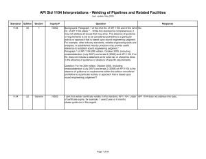 API 1104 Interpretations - Pipeline Welding Standards