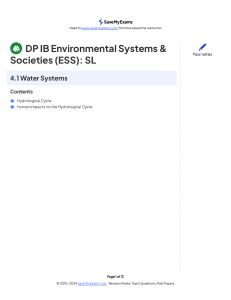 IB ESS SL 4.1 Water Systems Revision Notes