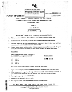 CAPE Chemistry Unit 1 Paper 01 May/June 2015