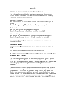 Answer Key: Attitude Components & Attribution Theory