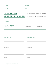 Classroom Debate Planner Template