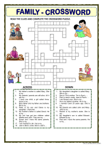 Family Crossword Puzzle Worksheet