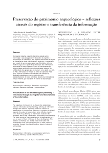 Preserva&ccedil;&atilde;o do patrim&ocirc;nio arqueol&oacute;gico: reflex&otilde;es sobre registro e transfer&ecirc;ncia de informa&ccedil;&atilde;o