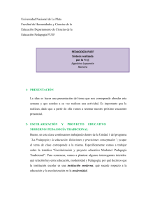 Escolarizaci&oacute;n y Proyecto Educativo Moderno: Pedagog&iacute;a Tradicional