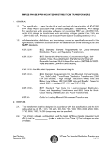 Three-Phase Pad-Mounted Distribution Transformers Specification