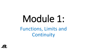 Module 1: Functions, Limits, and Continuity