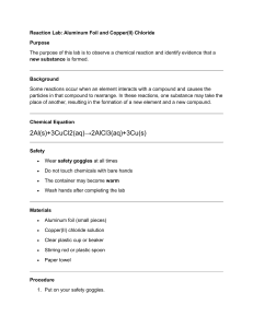Reaction Lab: Aluminum Foil and Copper(II) Chloride