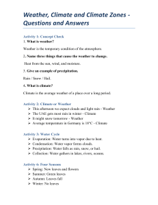 Weather, Climate & Climate Zones Q&A Workbook