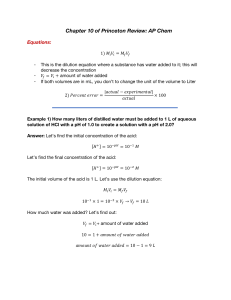 AP Chemistry Chapter 10: Dilution & Lab Equipment