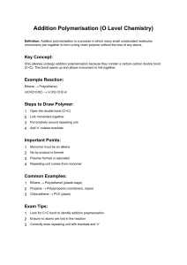 Addition Polymerisation O Level Chemistry