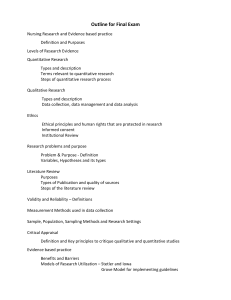 Nursing Research Final Exam Outline